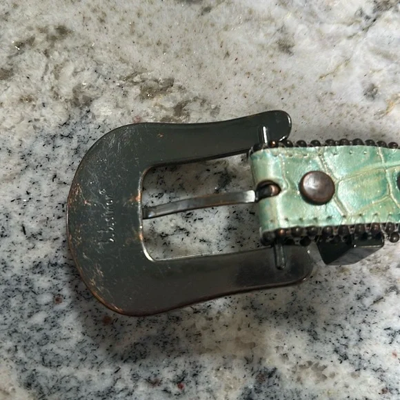 BB Simon Turquoise Crystal Leather Belt - Picture 5 of 8